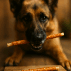 kip met runderhuidstick 28cm hondensnack